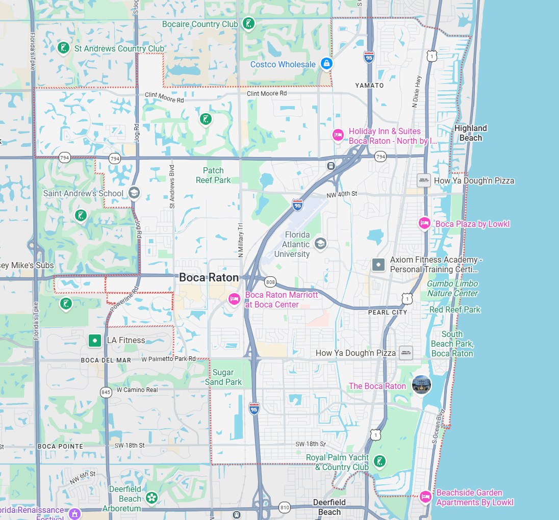 Image depicting a map of the city of Boca Raton