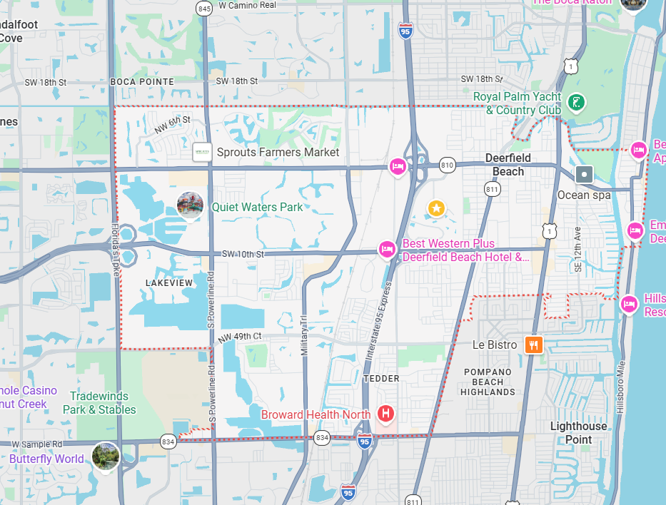 Deerfield Beach Map Image depicting a map of the city of Deerfield Beach