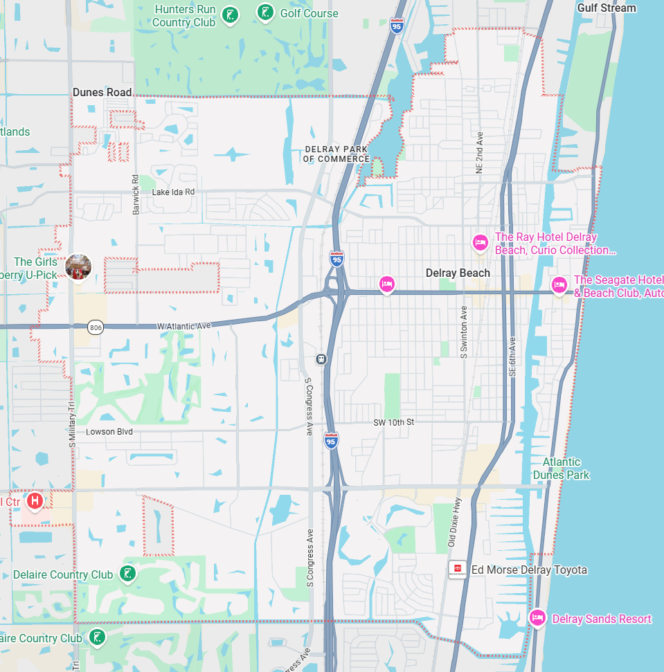 Delray Beach Map Image depicting a map of the city of Delray Beach