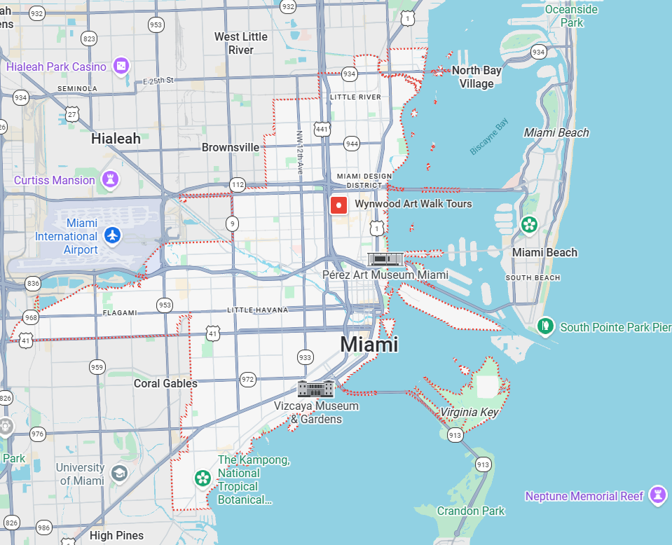 Image depicting a map of the city of Miami