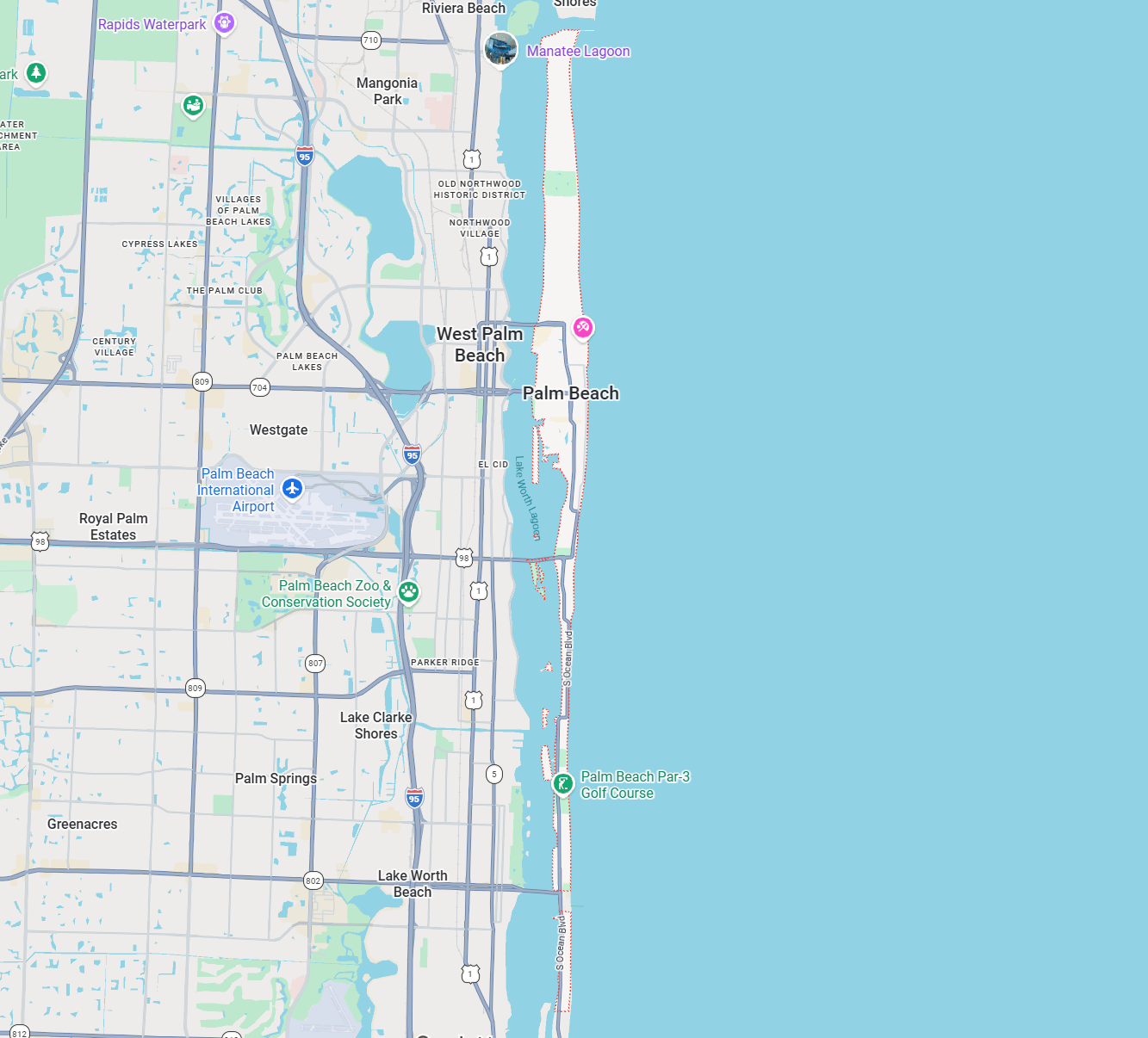 Palm Beach Map Image depicting a map of the city of Palm Beach