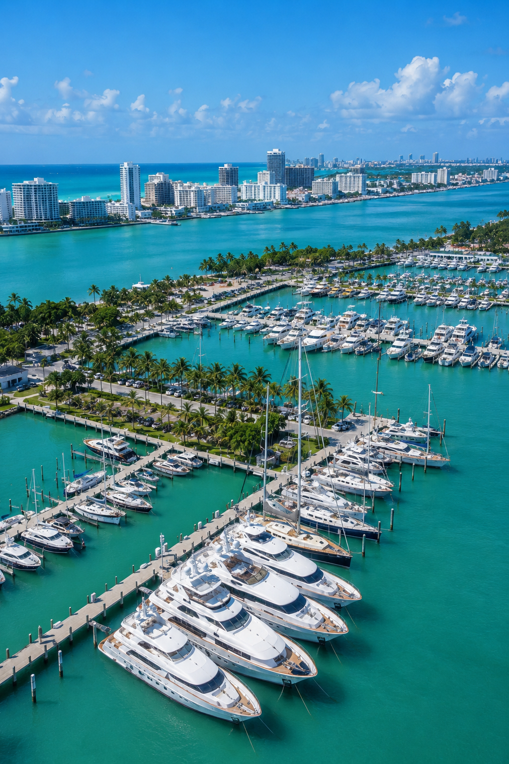 Coastal city marina with luxury yachts - Miami-Dade
