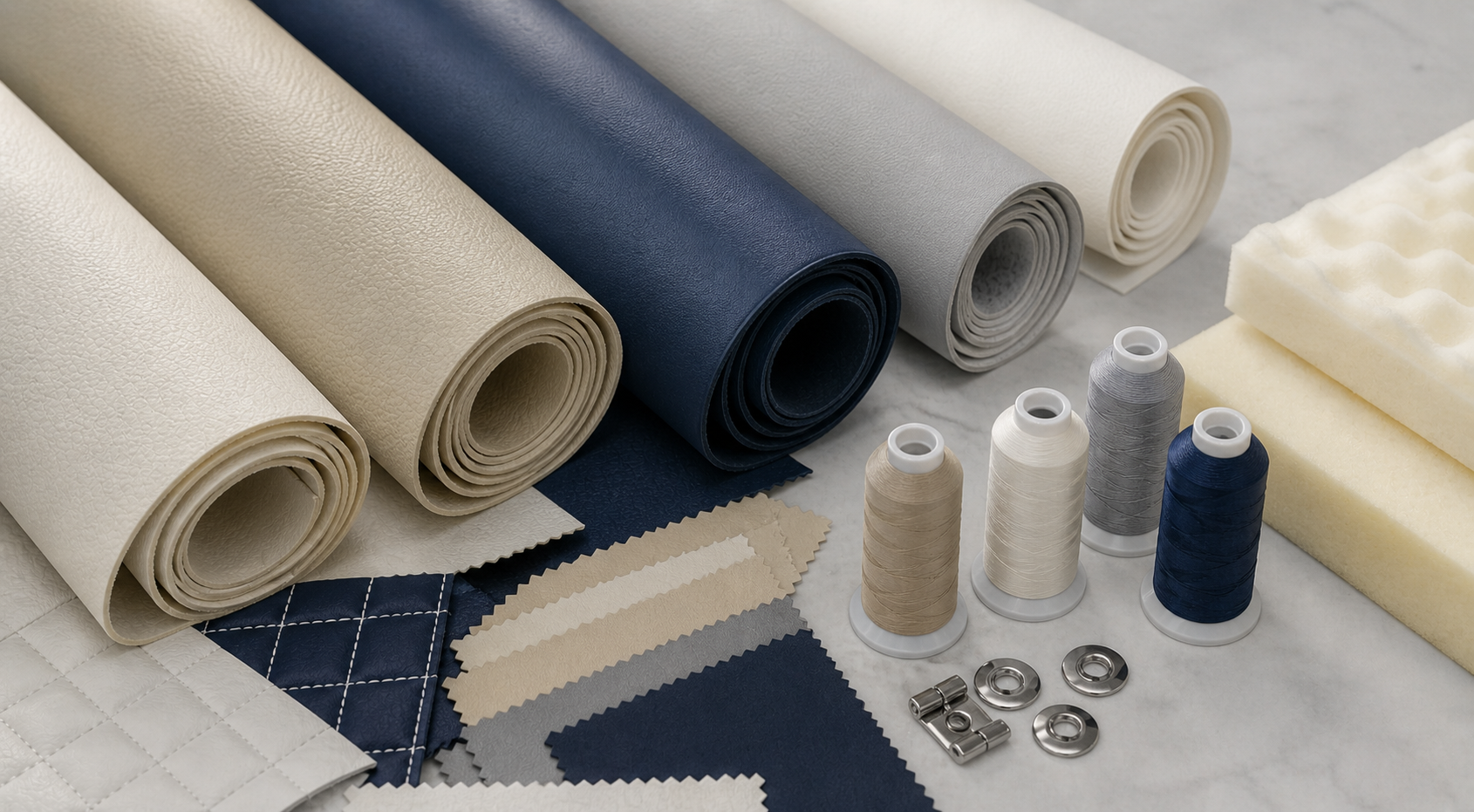 Craft materials on marble workspace