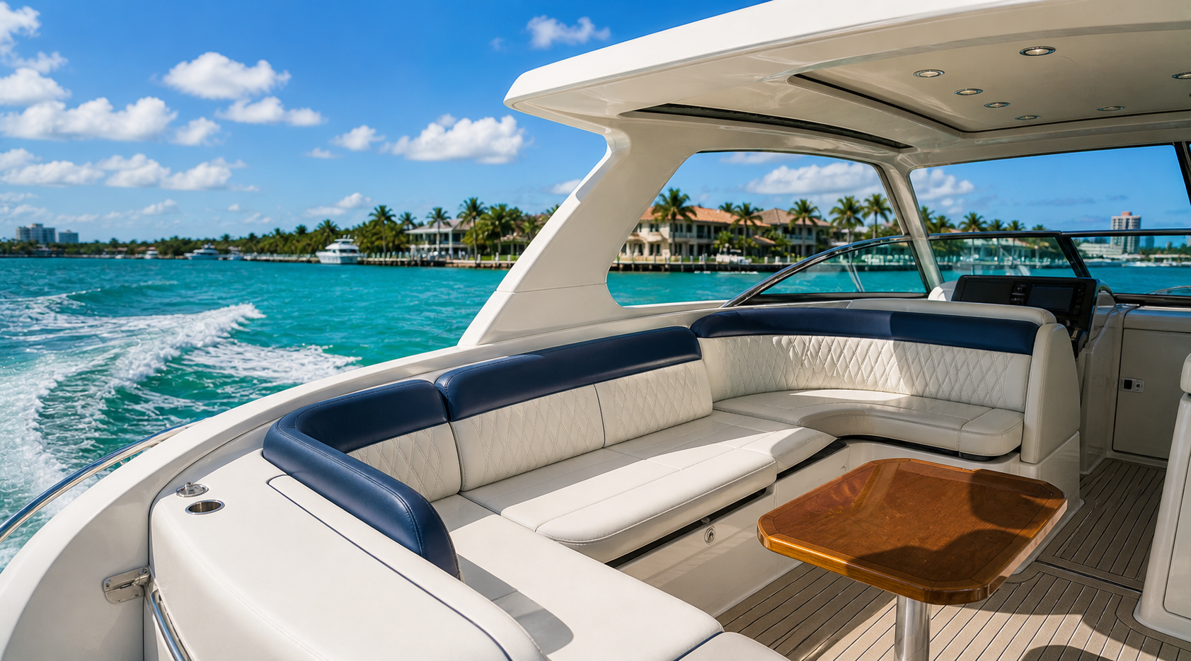 Luxury boat ride on turquoise water