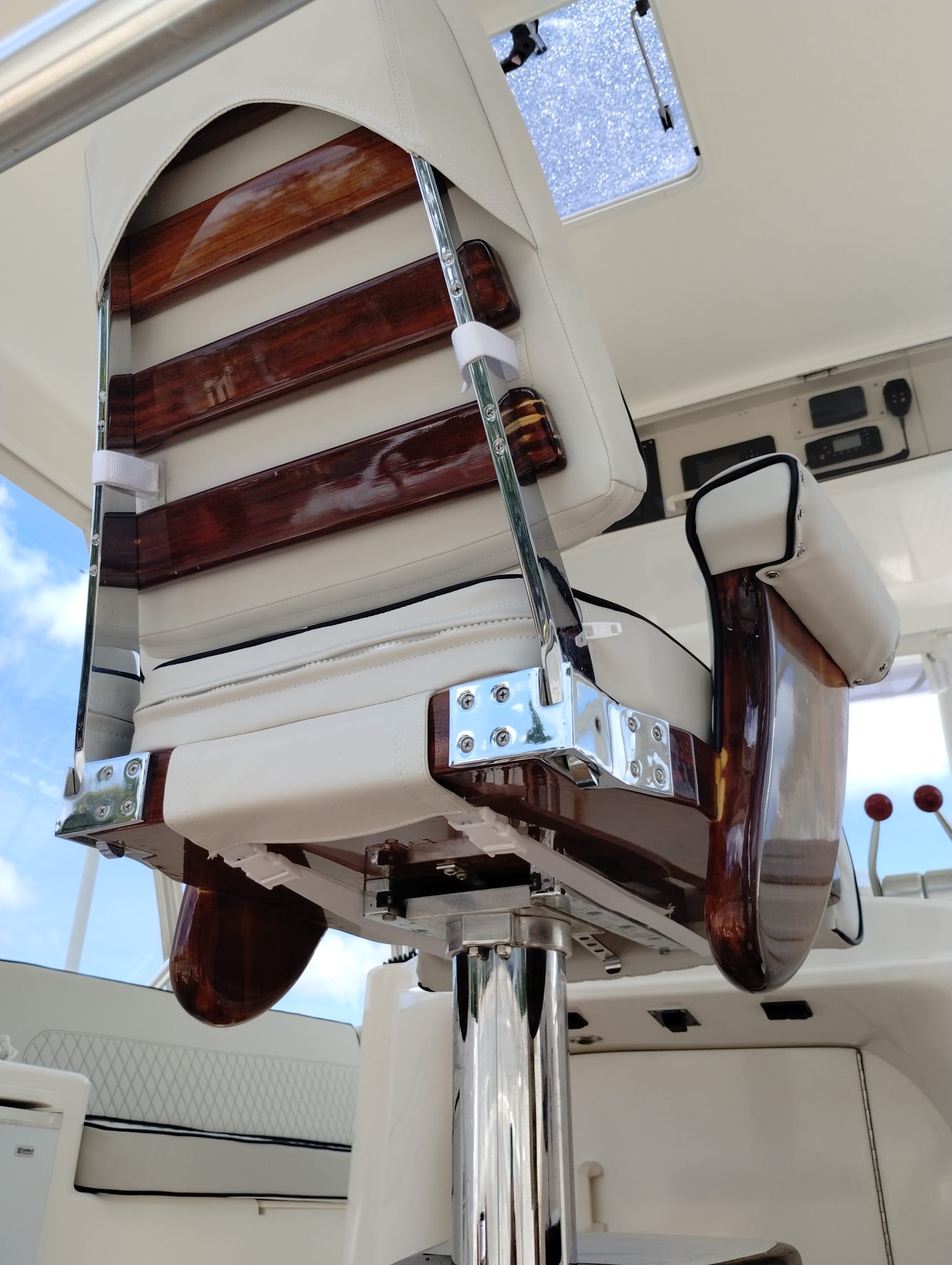 Image depicting a new custom upholstered Captain's Chair.