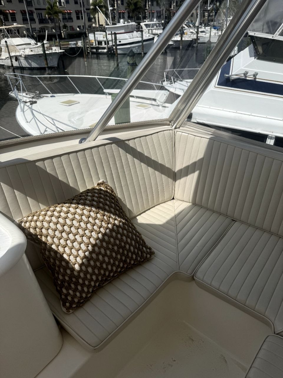 Old edge cushions on customer's yacht