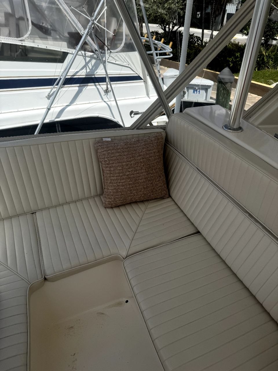 Old edge cushions on customer's yacht