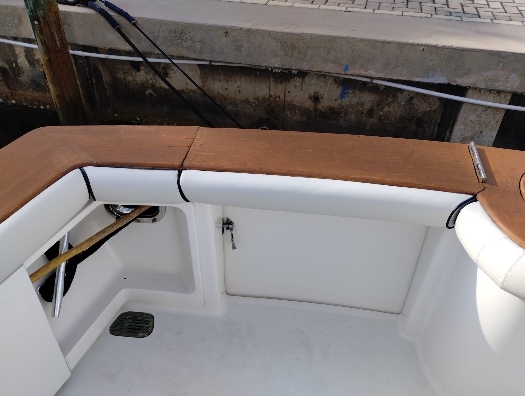 Restored marine bolster with custom boat upholstery