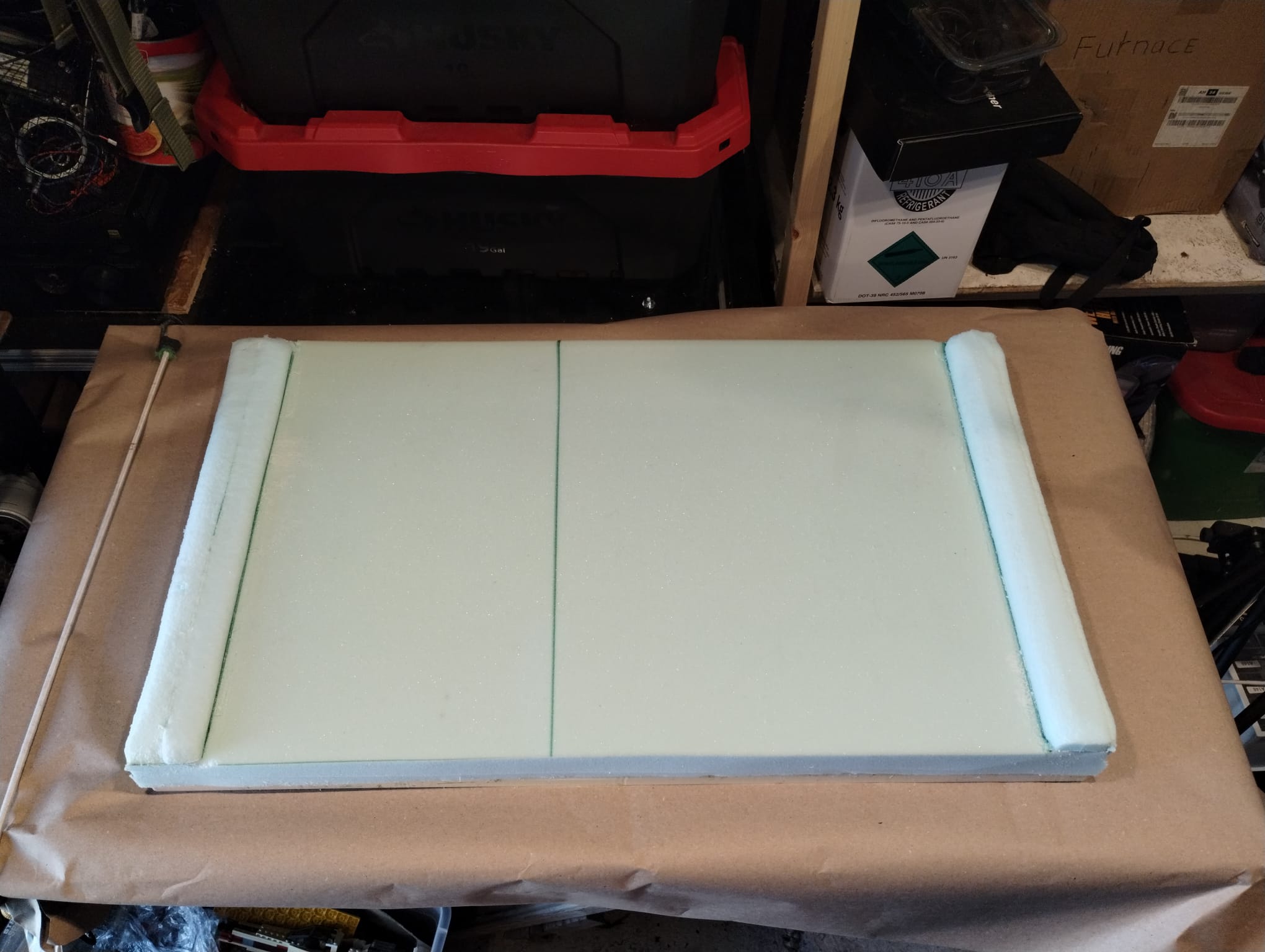 New marine-grade replacement foam cut and ready for a boat bench seat cushion.